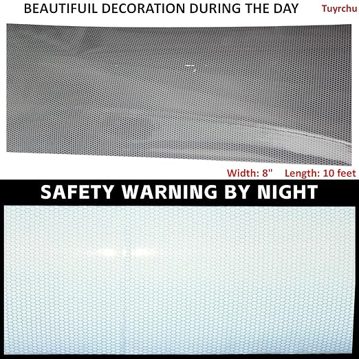 Silver Non Fading Reflective Tape Outdoor Waterproof 8 inch Wide for Truck, High Visibility Safety Adhesive Stickers Strips (10 feet)