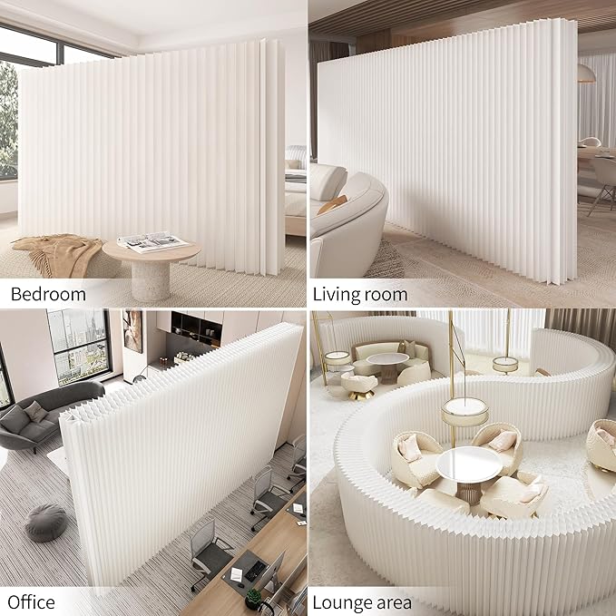 Foldable Room Divider Privacy Screens Movable Temporary Wall Space Partition, 5.25~9.19 FT Tall, 6.56~16.4 FT Width, Choice of Various Sizes and Styles