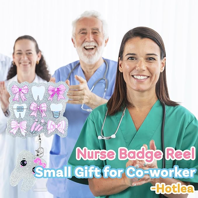 Dental Nurse Badge Reel with Alligator Clip Funny ID Badge Holders Cute RN LPN CNA MA PCT Badge Buddy Nursing Medical Students Nurse Accessories for Work
