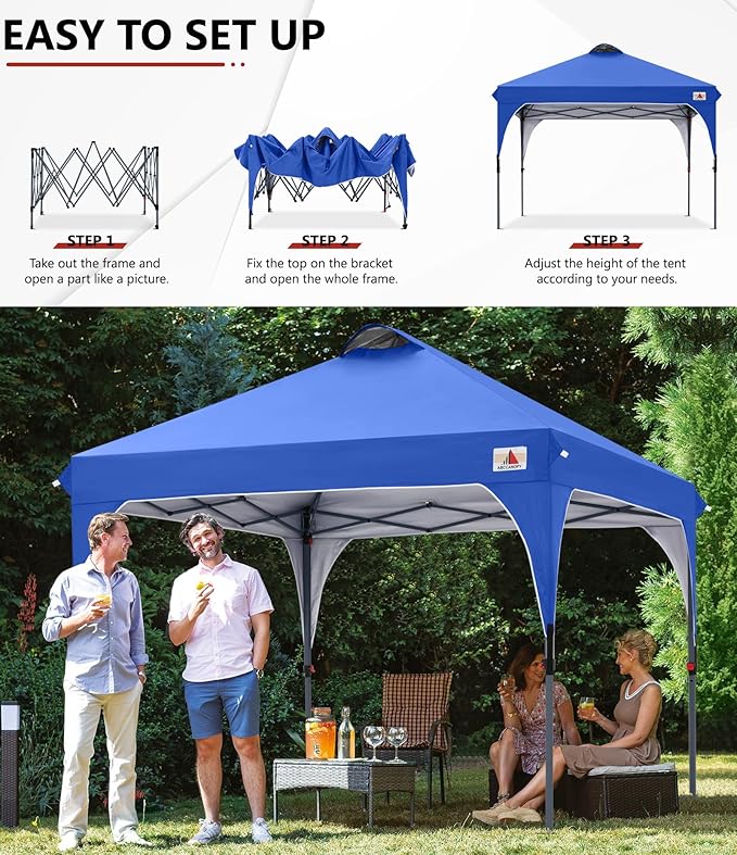 ABCCANOPY Outdoor Pop up Canopy Tent, 10x10 Instant Portable Canopy for Camping, Beach, Backyard,Blue