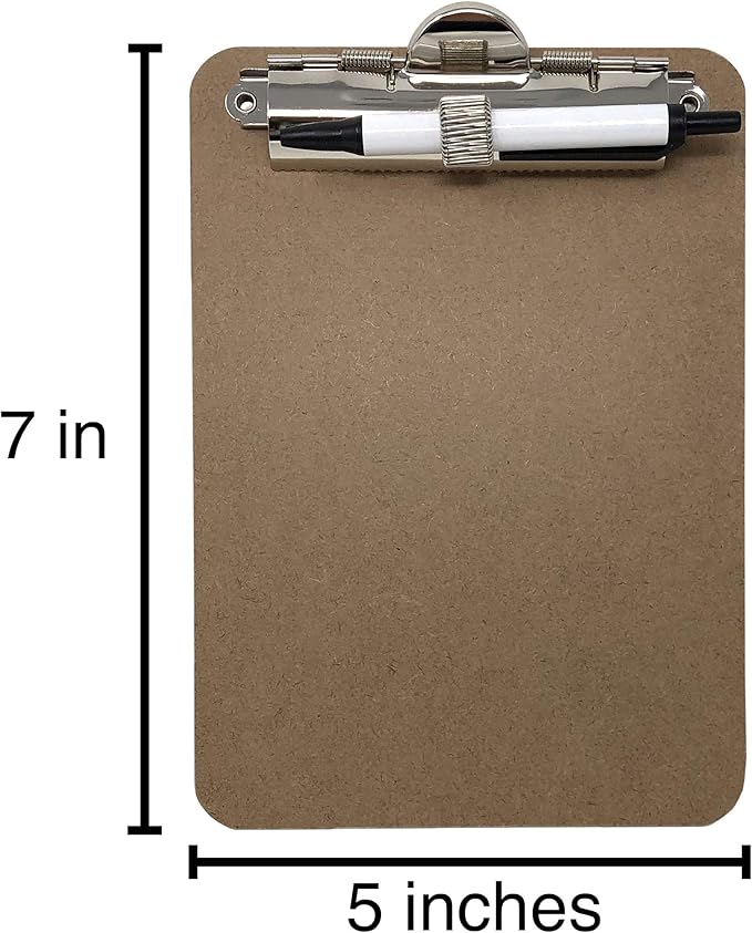 Trade Quest Mini Clipboard 5'' x 7'' Pen Holder Clip (Pen Included) (Pack of 12)