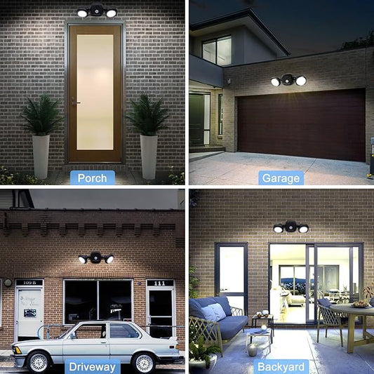 TOOWELL Battery Powered Flood Lights Outdoor with Remote - Security Lights Outdoor Motion Sensor IP65 Waterproof Wireless Flood Lights Outside for Garage Backyard Garden Patio Porch Stair