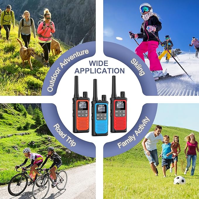 Rechargeable Walkie Talkies Long Range, 3 Pack Walkie Talkies for Adults NOAA Wether Alert, 2 Way Radios 22 FRS Channels with 1800mAh Li-ion Battery USB-C Cable Charger VOX for Hiking Cruises Camping