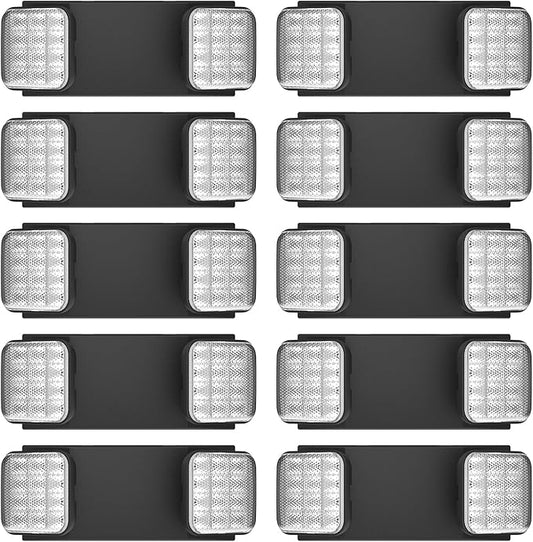 12 Packs Blacks Emergency Lights with Backup Battery,Two Head Adjustable Fire Commercial Emergency Light Fixture-UL Listed-120/277VAC-Led Emergency Exit Lights Fixtures for Business.