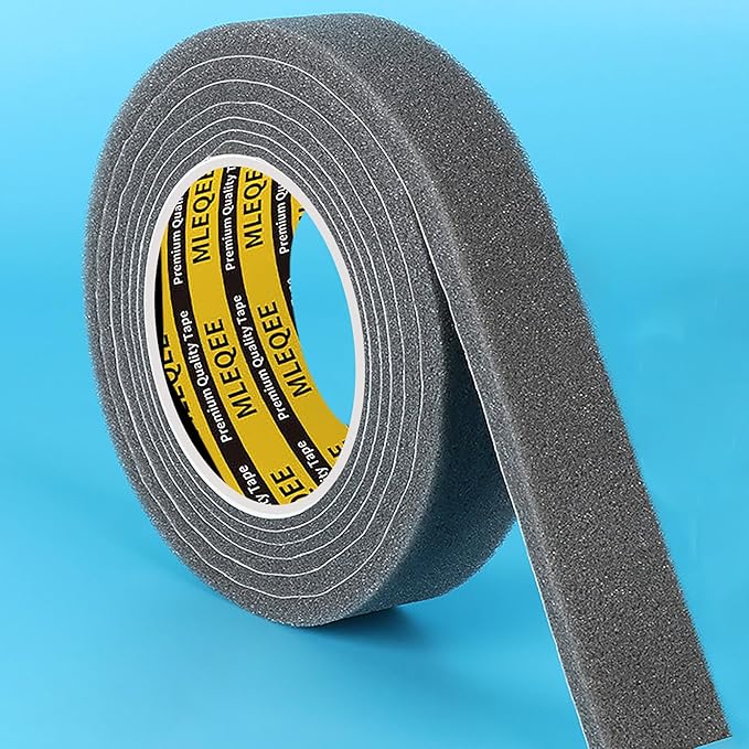 Single-Sided Adhesive Foam Tape Low-Density, Super Soft Easy Adjust Sealing Strip for Window Door Air Gap, Sponge Draft Blocker and Sound Reducer, 1.18in x 6.6FT Grey