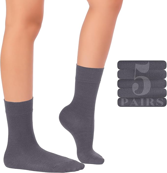 Hugh Ugoli Kids School Uniform Rayon Derived from Bamboo Dress Crew Socks for Toddlers to Youth, 3T - 14 Years Old, 5 Pairs