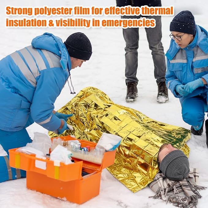 120 Pcs Emergency Blanket Beanie Hat Bulk Homeless Package Care Supplies Survival Kit for Cold Weather Outdoor Camping Hiking (Neutral)
