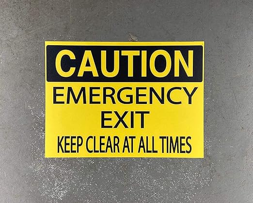 "Caution, Emergency Exit, Keep Clear at All Times"- Durable Laminated Vinyl Floor Sign- Sign by Graphical Warehouse- 5S Safety and Security Signage (34x24")