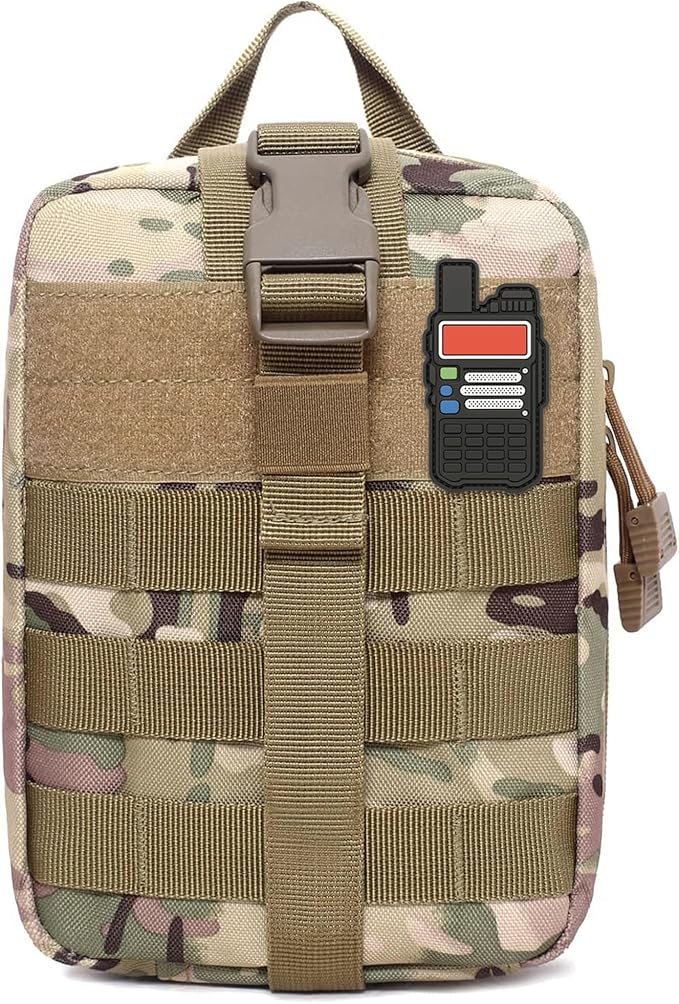 Ham Radio Go Bag with Tear-Away Velcro Back - Molle Compatible, Multi-Pocket Design for Radios, Cables, and Gear | MultiCamo