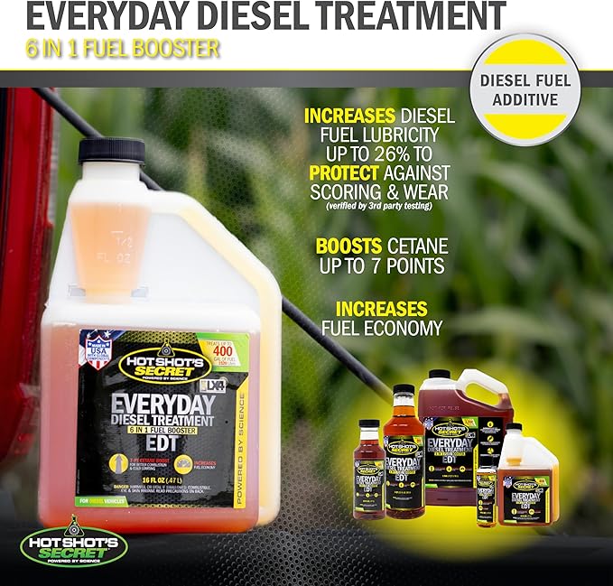 Hot Shot's Secret Everyday Diesel Treatment 4oz (24 Pack), 6-in-1 Diesel Additive - Injector Cleaner, Fuel System Cleaner, Fuel Additive Boosts Cetane