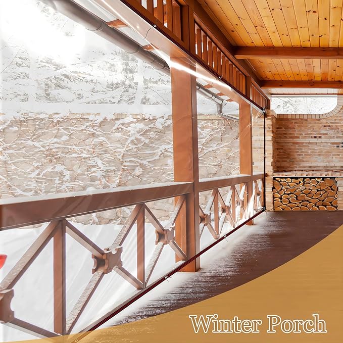 Tarps Heavy Duty Waterproof 10x10 FT - Vinyl Tarp Clear Plastic Tarps with Grommets - Ideal for Patio Enclosure Gardening Chicken Coop - Clear Vinyl Tarp for Versatile Outdoor Use