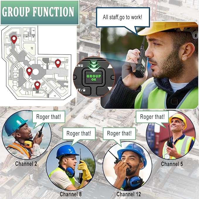 SAMCOM FPCN10A - Professional UHF Walkie Talkies with Charging Gang, 300,000 sq. ft/25 Floor Range, Heavy Duty Ruged Two Way Radio,3000mAh Extra-Long Standby for School Church Business (6-Pack)