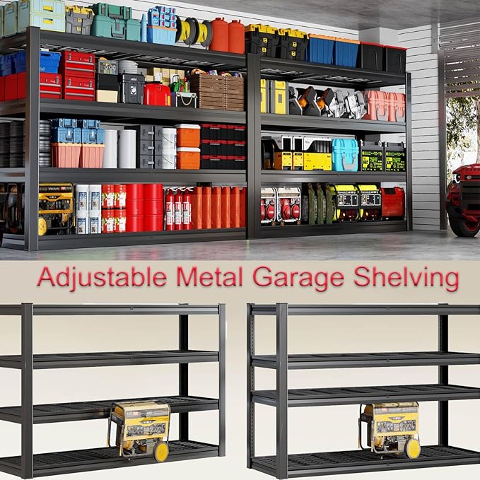 5-Tier Storage Shelves, 68" W Garage Shelving Heavy Duty Metal Adjustable Garage Shelves, Shelving Units Industrial Shelving for Warehouse, 68" W x 20" D x 84" H,2 Pack