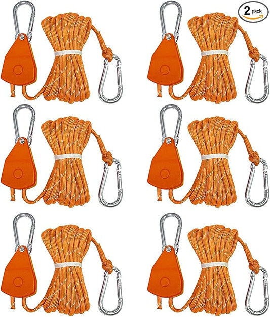 14ft Retractable Paracord Rope Tie Down Ratchet Strap Small Straps Mini Rope Cam Lock Tent Canopy Tie Down Adjustable Outdoor Windproof Tightener Tensioner Hanger Grow Light 5/32"