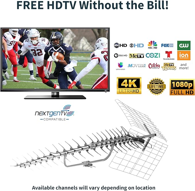 Antennas Direct Yagi Uni-Directional UHF Outdoor HDTV Antenna, 70+ Mile Range, 4K 8K UHD NEXTGEN TV – w/All-Weather Adjustable Mounting Hardware