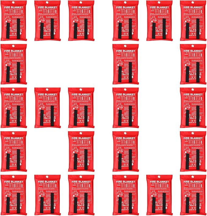 Macarrie 60 Pack Fire Blankets 39” x 39” Fire Blanket Emergency for Home and Kitchen Extinguisher Blankets Fiberglass Suppression Blanket Safety Fireproof Survival for Car Office Warehouse (Red)