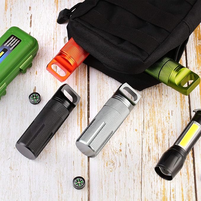 Patelai 4 Pcs Portable Keychain Pill Holder Pill Organizer Travel Waterproof Match Container Aluminum Airtight Keychain Container Travel Size Storage Supplements Holder for Outdoor Camping(Vintage)