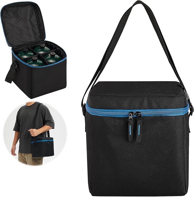 1 LB Propane Tank Storage Bag with Padding, Mini Propane Cylinder Carry Case to Hold 4 Pcs Small Gas Tank, Portable 16 OZ Gas Cylinder Holder with Strap, Bag Only