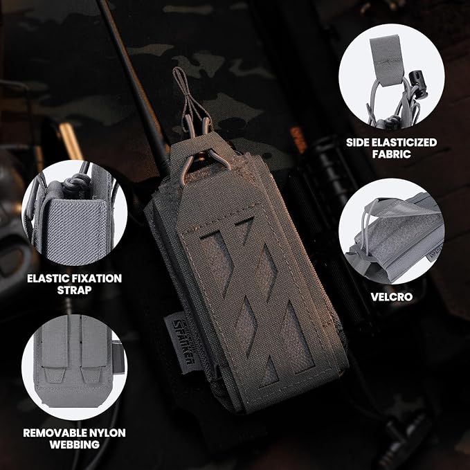 EXCELLENT ELITE SPANKER Tactical Universal Radio Holster Holder Molle Radio Pouch Adjustable for Duty Belt,Vest for Two Ways Walkie Talkie