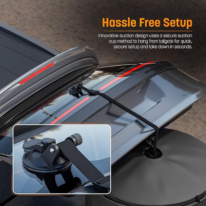 Portable Changing Room Tent - Instant Pop Up Privacy Pod with Suction Cup for SUV Liftgate, for Camping, Shower, Beach and Toilet Stall (Carrying Bag Included) (Black)