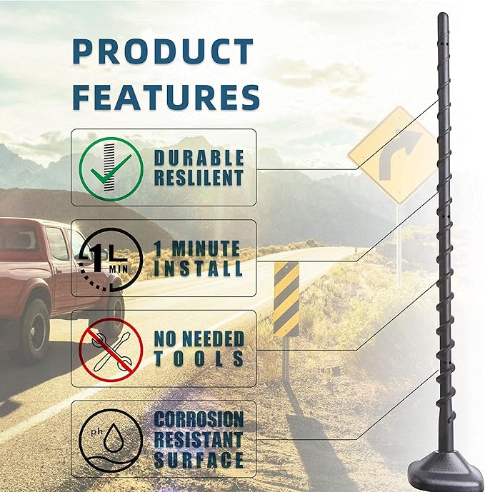 VOFONO 13 Inch Antenna Compatible with F150 2009-2025, 2017-2025 F-250 F-350, Ford Truck Accessories, Car Radio Antenna
