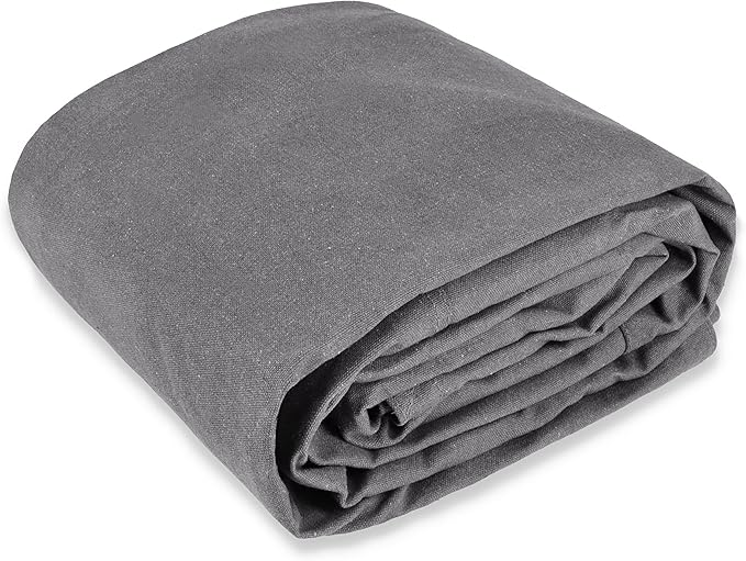 WHITEDUCK 12'x14' Canvas Tarp 18 oz/37 Mil Heavy Duty Waterproof UV Resistant, Rustproof Grommets, Industrial & Commercial Use Cloth Tarp (Finished Size: 11'6"x13'6", Grey)