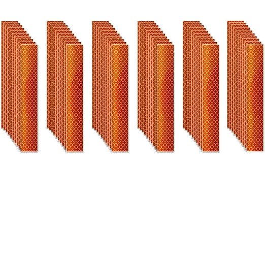 Orange Reflective Stickers 1 inch X 6 inch, Outdoor Waterproof High Visibility Warning Safety Adhesive Reflector Tape (60 Pcs)