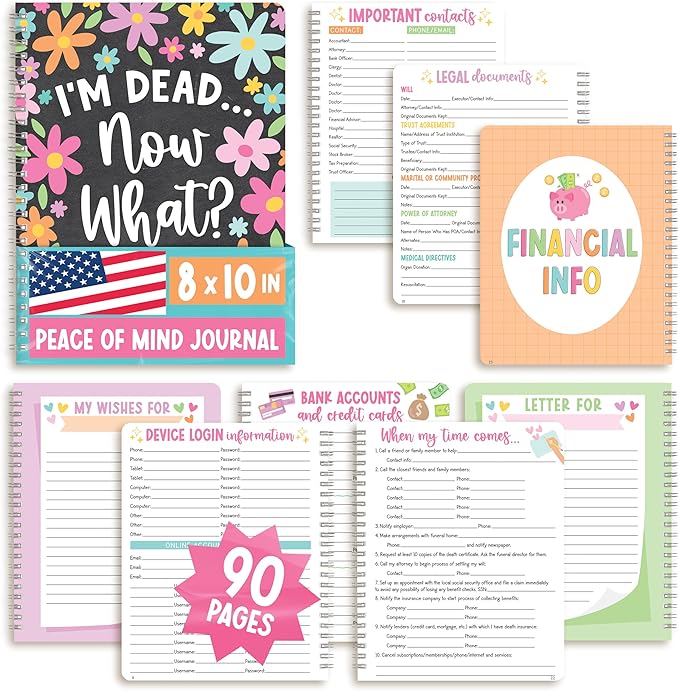 End of Life Planner Organizer Binder - When I Die Book Planners, Death Book Planner Organizer, Death Planning Organizers, Emergency File Notebook, Funeral Planning Books, Designed in USA