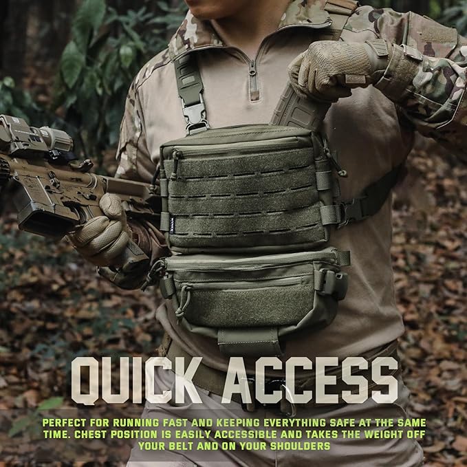 WYNEX Tactical Chest Rig Pack for Men, Running Chest Bag with Front Loop Recon Chest Rigs for Hunting Outdoor EDC