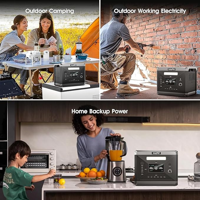 SolarPlay Portable Power Station, 2400W/2160Wh Large Capacity Solar Generator(Solar Panel Optional), 4 AC Outlets (4800W Peak), Emergency Power Station for Home, Camping Outdoor Battery Backup