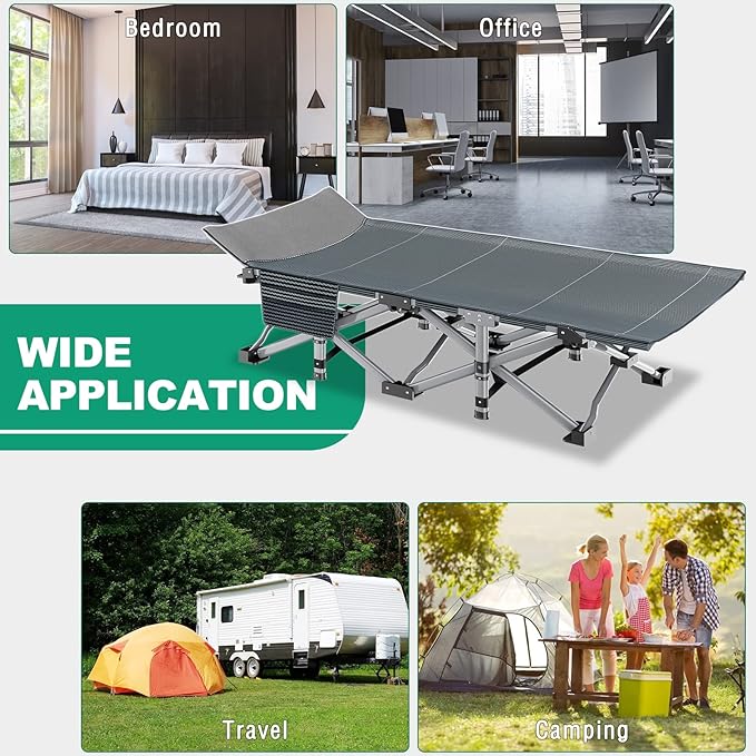 ABORON Heavy-Duty Folding Guest Bed for Adults, 500lb Capacity, Portable Extra Cot with 1213D Double Layer, Ideal for Indoor Guest Stays & Temporary Home Use