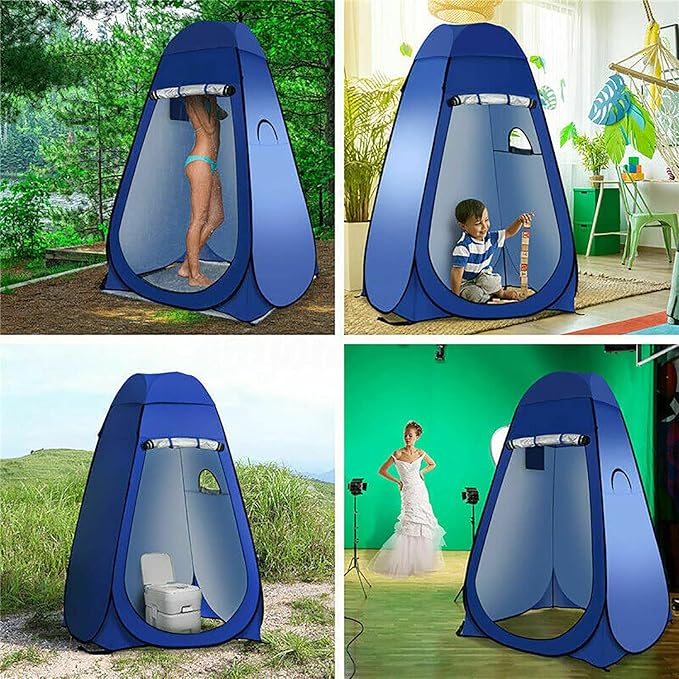 Portable Pop Up Privacy Shower Tent - Spacious Changing Room - Portable Outdoor Camping Bathroom Toilet Changing Dressing Room Sun Sunshade Canopy Outdoor Rain Shelter Hiking, Beach, Toilet (Blue)