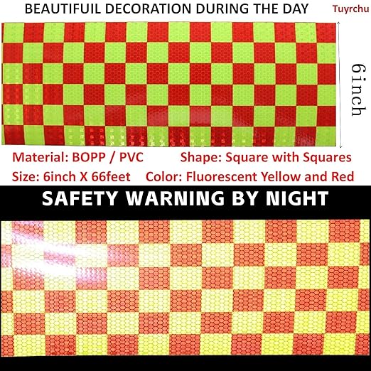 Reflective Tape 6 inch Wide, Outdoor Waterproof Hazard Conspicuity Safety Warning Industrial Marking Tape (11 feet)