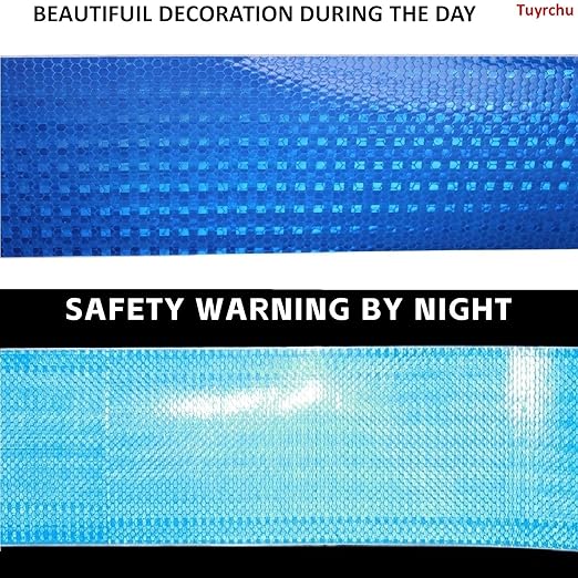 Blue Reflective Tape 6 inch Wide, Outdoor Waterproof High Visibility Warning Industrial Marking Tape, Safety Stickers (68 feet)