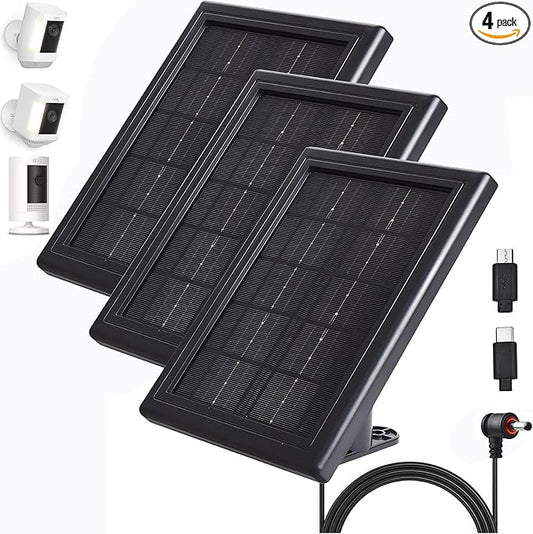 Ring Camera Solar Panel Charger, 5V 3.5W Solar Charger Compatible with Ring Spotlight Cam/Stick Up Cam Battery Outdoor Wireless Surveillance Camera, 16.4ft Cable (Black, 3 Pack)