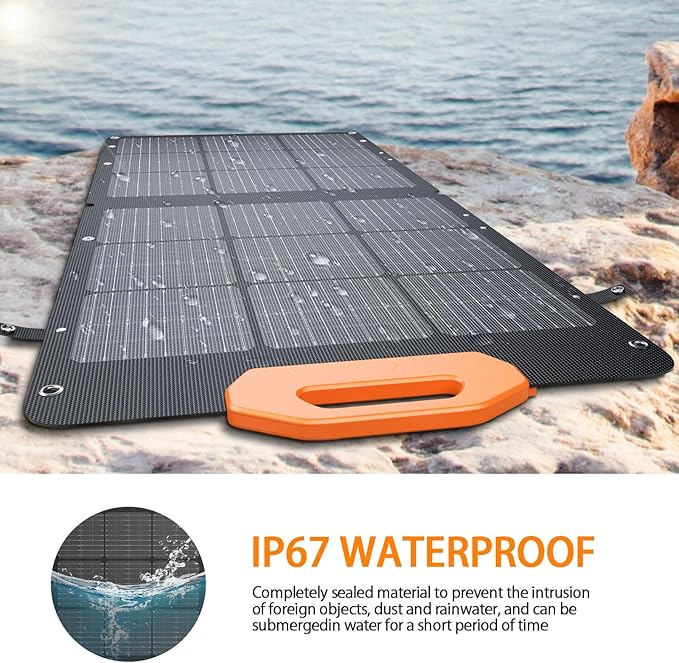 GRECELL 100W Solar Panel, 21.5V Portable Foldable Solar Panel 24% High Efficiency with Fast Charger and Adjustable Kickstand for Power Station, Solar Cell Charger for Outdoor Camping RV Van Travel