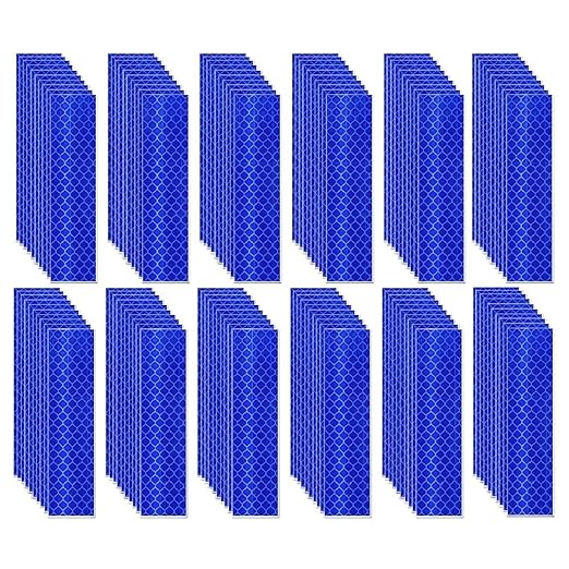 Blue Reflective Stickers 1 inch X 4 inch, Outdoor Waterproof High Visibility Warning Safety Adhesive Reflector Tape (120 Pcs)
