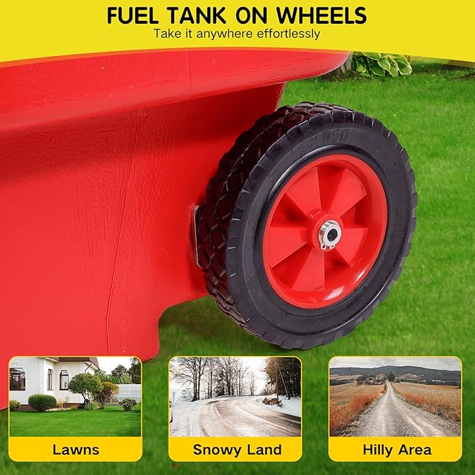 16 Gallon Portable Fuel Caddy Tank with 2.8GPM Automatic Fuel Transfer Pump, 12V / 4AA Battery Powered, Extra Long Hose, Portable Liquid Pump for Gasoline Diesel Fuel & DEF/Urea Liquid