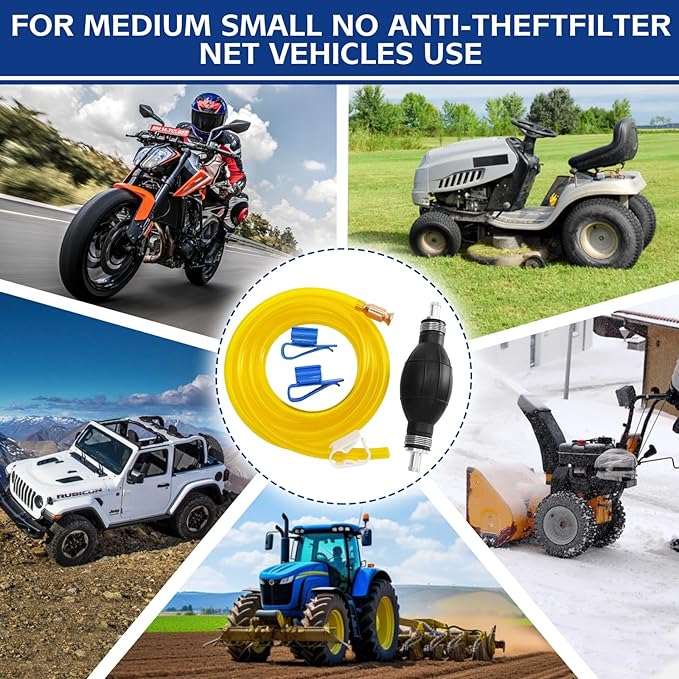 Fuel Transfer Pump - Siphon Pump for Gasoline, Hand Siphon Pump with 10 Ft PVC Hose, Gas Siphon Pump for Water, Diesel, Petrol, Liquid, for Car, Boat, Lawn Mower