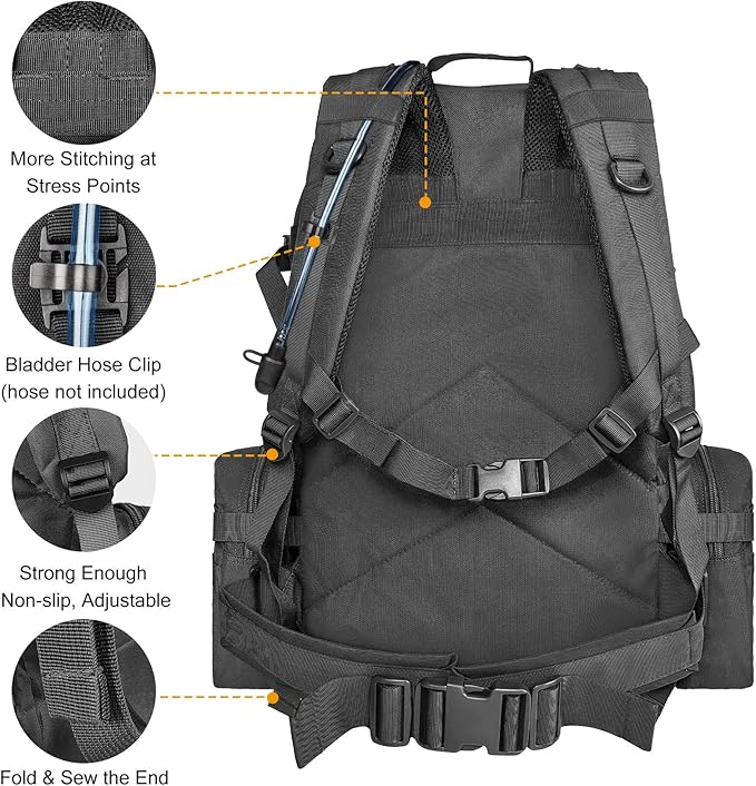 CVLIFE Tactical Backpack Military Army Rucksack 60L Large Assault Pack Detachable Molle Bag…