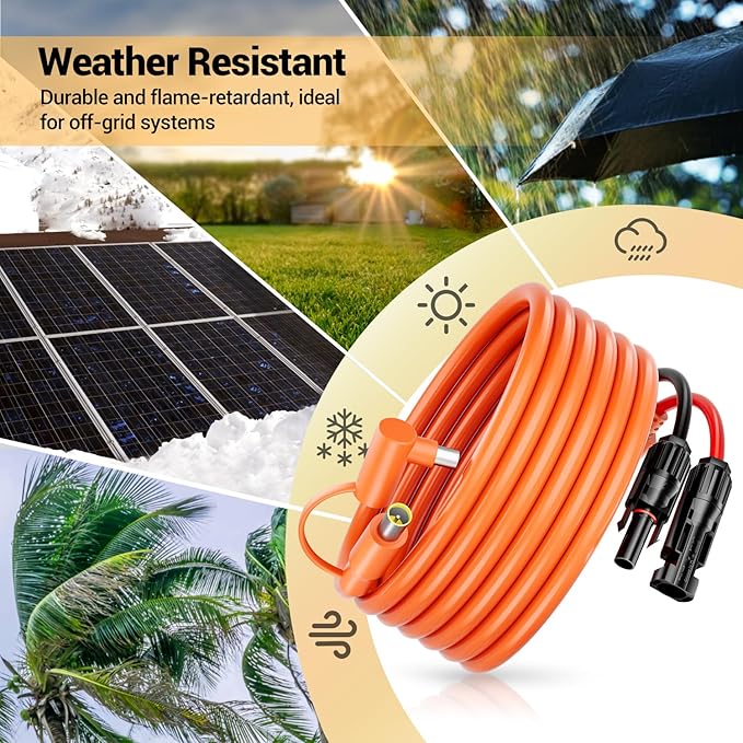 Solar Connector to DC 8mm Adapter Cable, 6FT 12AWG+14AWG Solar Cable with DC8020/7909 Compatible for Jackery Explorer 160 240 500 GZ Yeti BLUETTI Portable Power Station, Solar Generator, Solar Panel