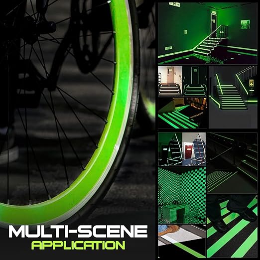 1 Inch x 60 FT Glow in The Dark Tape – Pack of 2 Rolls – Bright Rechargeable Fluorescent Glow – Luminous for Outdoors & Indoors –Glow – for Home Decoration & Markings