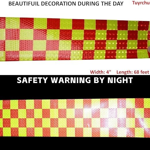 Industrial Reflective Tape Outdoor Waterproof 4 inch Wide, High Visibility Safety Warning Reflector Sticker Strips (68 feet)