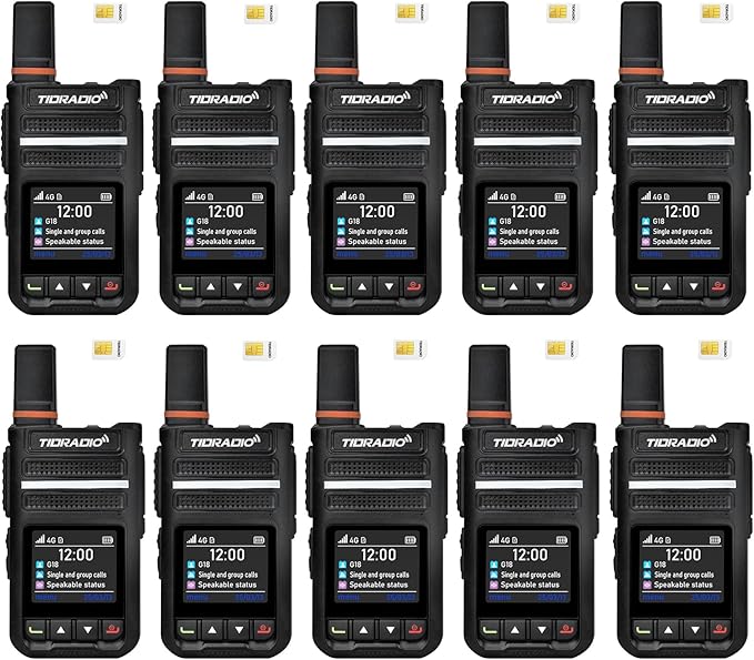 TIDRADIO TD-G18 Rapid Walkie Talkies Unlimited Range 6000+ Miles, Long Range Nationwide PTT 4G LTE PoC Radio with SIM Card Global Use for Family, Logistics, Company -10Pack
