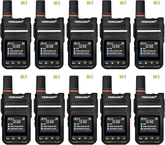TIDRADIO TD-G18 Rapid Walkie Talkies Unlimited Range 6000+ Miles, Long Range Nationwide PTT 4G LTE PoC Radio with SIM Card Global Use for Family, Logistics, Company -10Pack