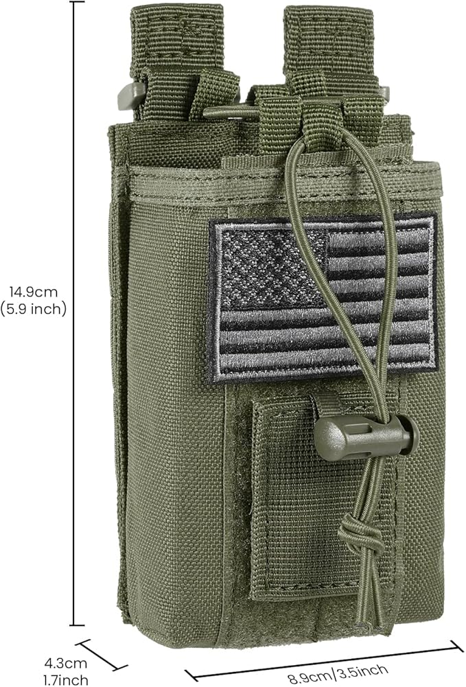 Tactical Radio Holder Radio Holster Molle Radio Pouch Universal Radio Case Military Heavy Duty Radio Bag for Police Firefighter Two Ways Walkie Talkies Vest (Army green)