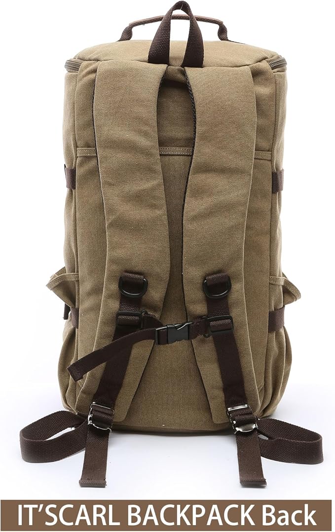 IT'SCARL Large backpack for men,Travel backpack,Carry on, Canvas big bag,Work back pack(khaki)