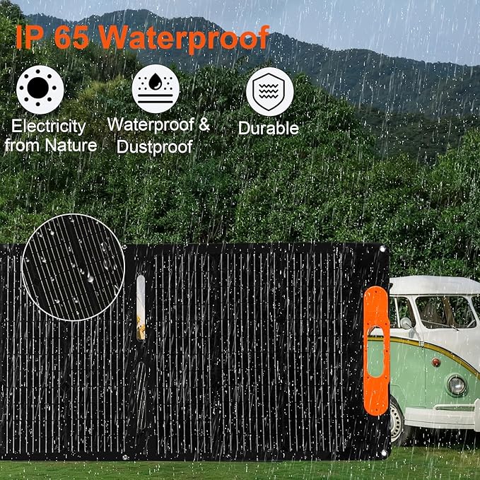 200W Portable Solar Panel for Power Station,25V Foldable Solar Panel Charger with Kickstand,MC4 Cable,Dual USB & Type-C Output,>23% High Efficiency IP65 Waterproof For Camping,Hiking,RV Trips