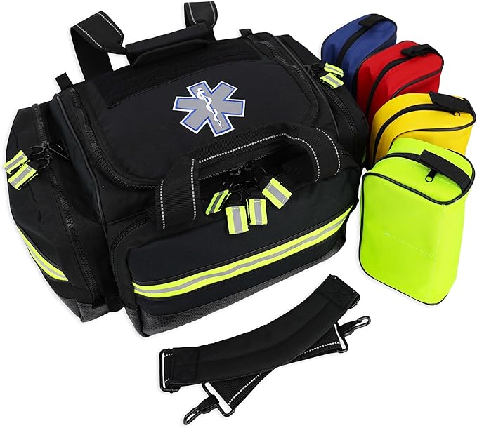 Lightning X Stocked X-Large Modular EMT Medic Trauma Bag w/Emergency Medical Fill Kit Supplies (Black)