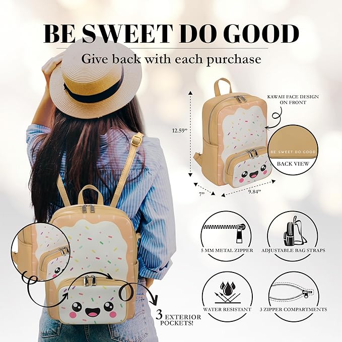 Kawaii Poptart Backpack Purse | Women and Kids Fashion Backpack Purse | Faux Leather